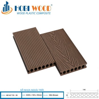 WPC decking Hobi Wood HB140T25-3D oak brown
