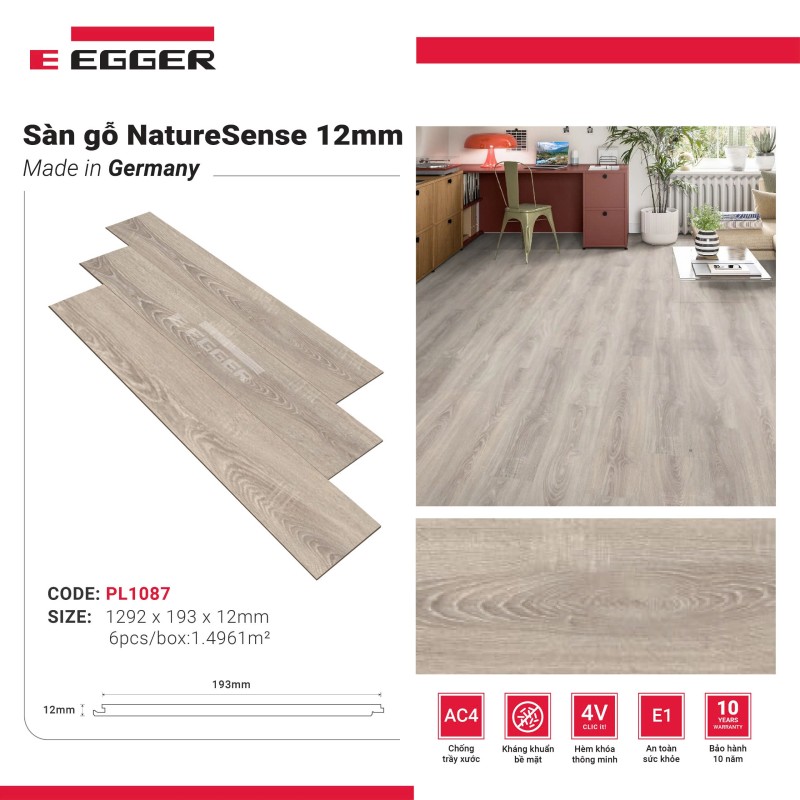 Egger 12mm Classic Laminate Flooring PL1087